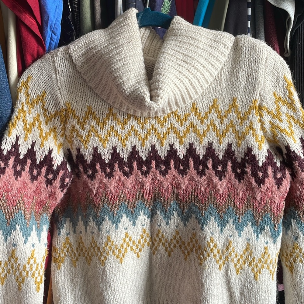 LOFT Fair Isle Turtleneck Sweater Petite SM